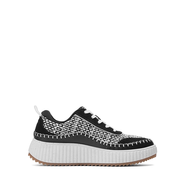 [Arch] Tweed-Effect Platform Fashion Sneakers - BLACK-WHITE - 3