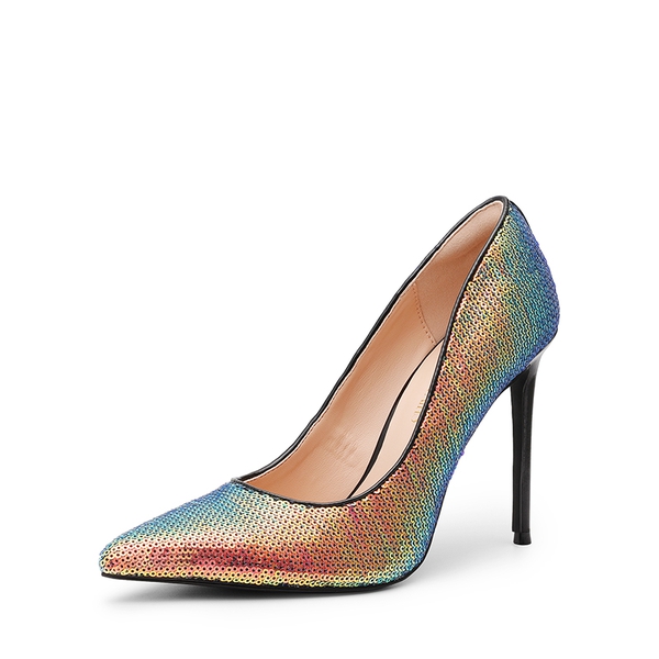 Sparkly Stiletto Sequin Pumps - RAINBOW-SEQUINS -  0