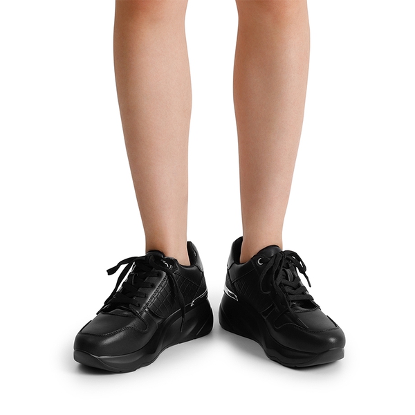 Platform Wedge Sneakers - ALL BLACK - 1