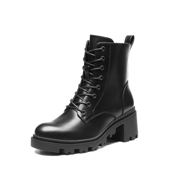 Lug Sole Combat Boots - BLACK -  0