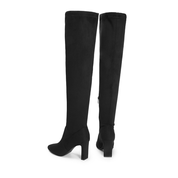 Stretch Thigh-High Boots - BLACK-SUEDE - 5