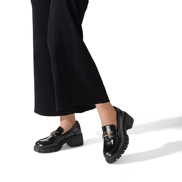 Chunky Slip-On Loafers - BLACK-PAT - 1