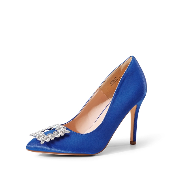 Rhinestone Stiletto Pointed Toe Pumps - BLUE-RHINESTONE -  0