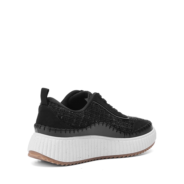 [Arch] Tweed-Effect Platform Fashion Sneakers - BLACK - 4