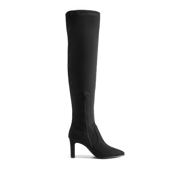 Stretch Thigh-High Boots - BLACK-SUEDE - 3