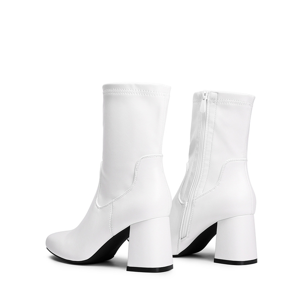 Mid Calf Square-Toe Gogo Boots - WHITE - 4