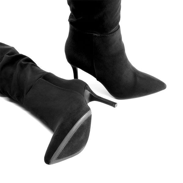 Pointed Toe Stiletto Over-The-Knee Boots - BLACK-SUEDE - 5