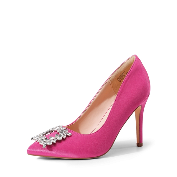 Rhinestone Stiletto Pointed Toe Pumps - ROSE RED-RHINESTONE -  0