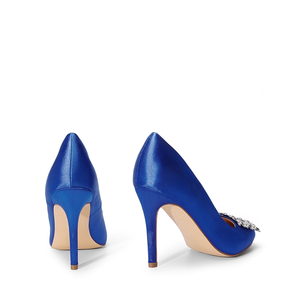 Rhinestone Stiletto Pointed Toe Pumps - BLUE-RHINESTONE - 6