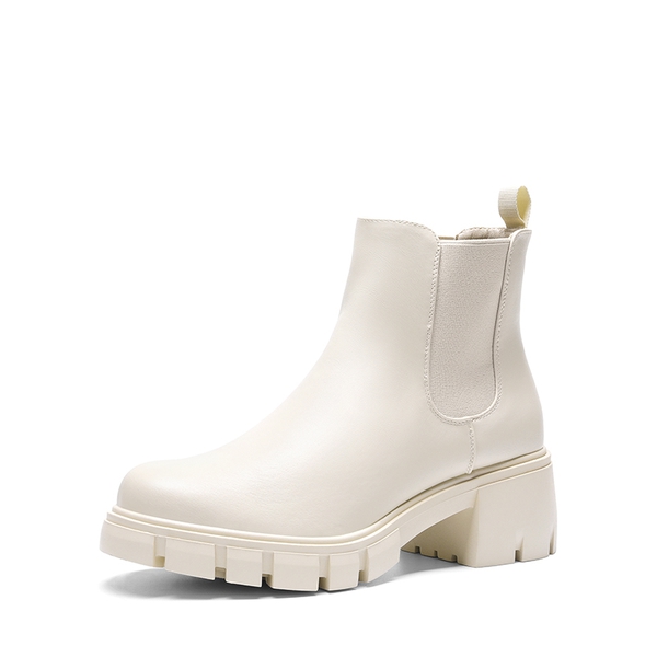 Chunky Lug Sole Chelsea Boots - BEIGE -  0