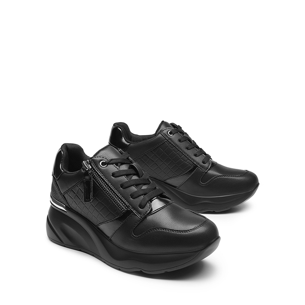 Platform Wedge Sneakers - ALL BLACK - 6