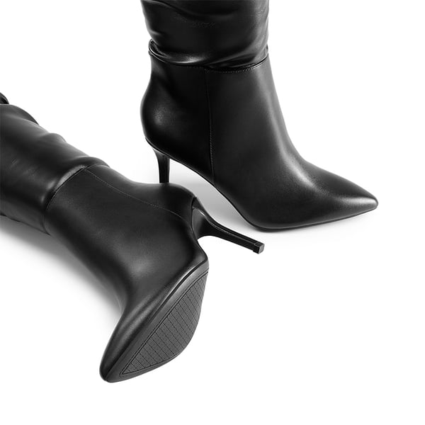 Pointed Toe Stiletto Over-The-Knee Boots - BLACK-PU - 5