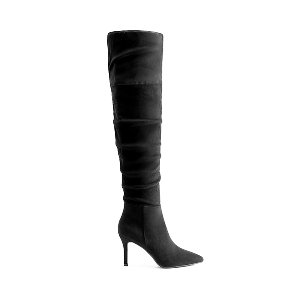 Pointed Toe Stiletto Over-The-Knee Boots - BLACK-SUEDE - 3
