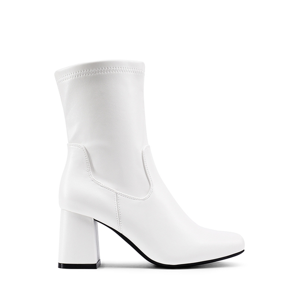 Mid Calf Square-Toe Gogo Boots - WHITE - 2