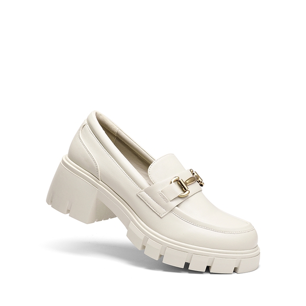 Chunky Slip-On Loafers - BEIGE - 4