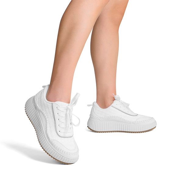 [Arch] Tweed-Effect Platform Fashion Sneakers - WHITE - 2