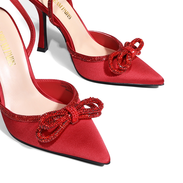 Dreamy Destiny Stiletto Rhinestone Strap Pumps - RED - 5
