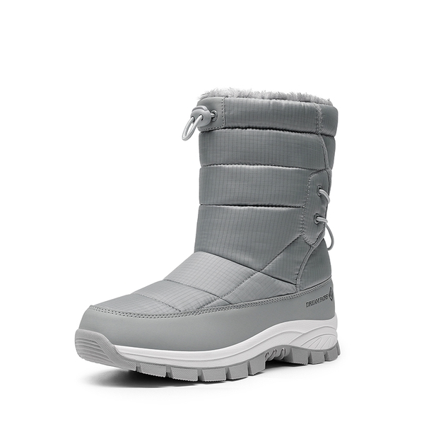 Faux Fur Waterproof Snow Boots - LIGHT GREY -  0