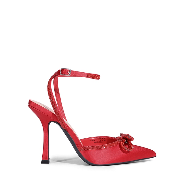 Dreamy Destiny Stiletto Rhinestone Strap Pumps - RED - 2