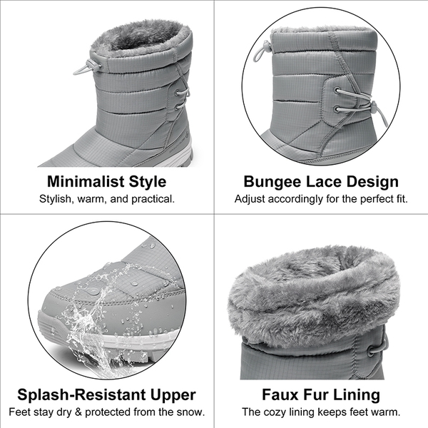Faux Fur Waterproof Snow Boots - LIGHT GREY - 4