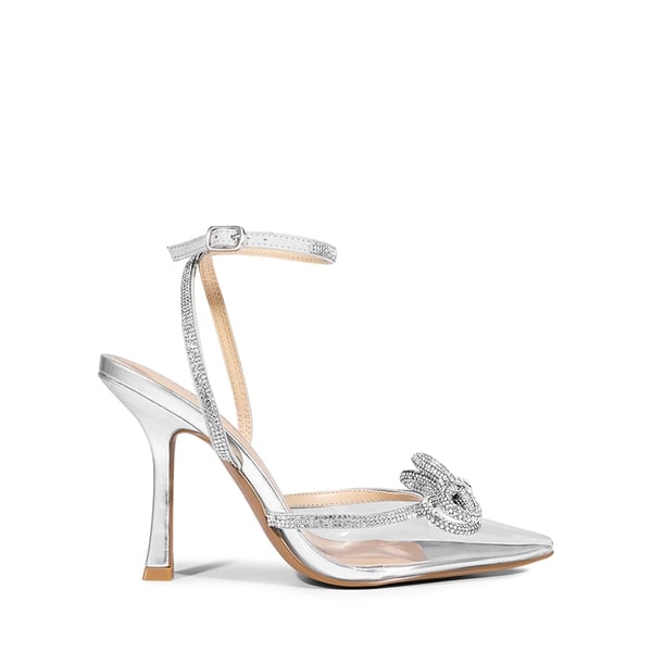 Destiny Stiletto Rhinestone Strap Pumps - SILVER CLEAR - 2