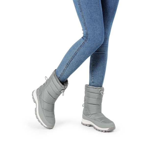 Faux Fur Waterproof Snow Boots - LIGHT GREY - 1