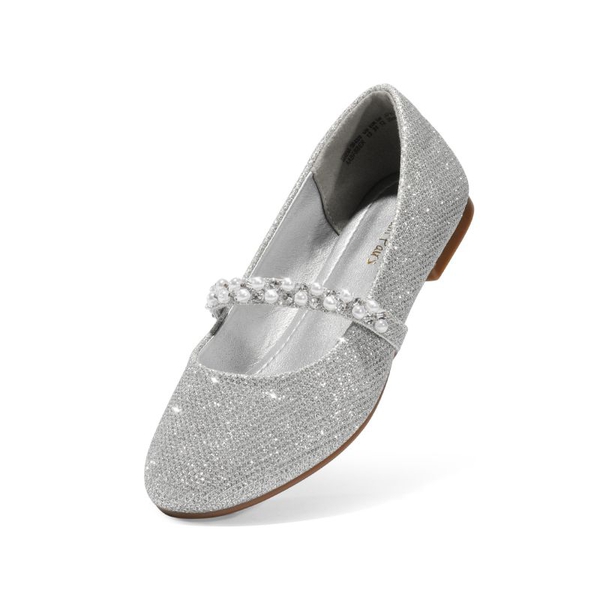 Girl's Strap Mary Jane Ballerina Flats - SILVER GLITTER -  0