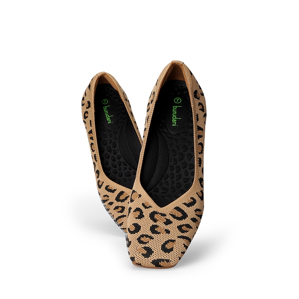 Square Toe Block Heel Knit Pumps - LEOPARD - 5