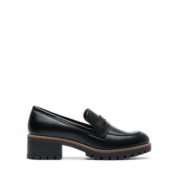 Casual Dress Chunky Penny Loafers - BLACK-PU - 3