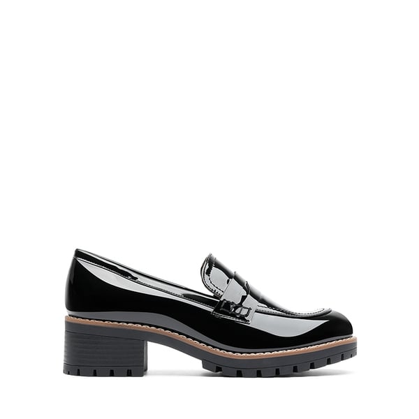 Casual Dress Chunky Penny Loafers - BLACK-PAT - 3