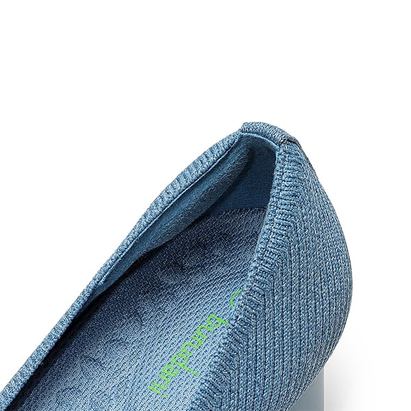 Square Toe Block Heel Knit Pumps - DENIM BLUE - 3