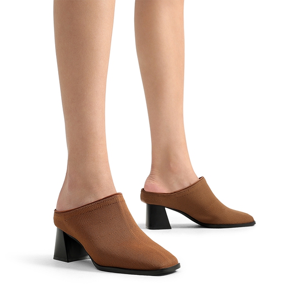 Waterproof Block Heel Knit Ankle Boots - BROWN - 2