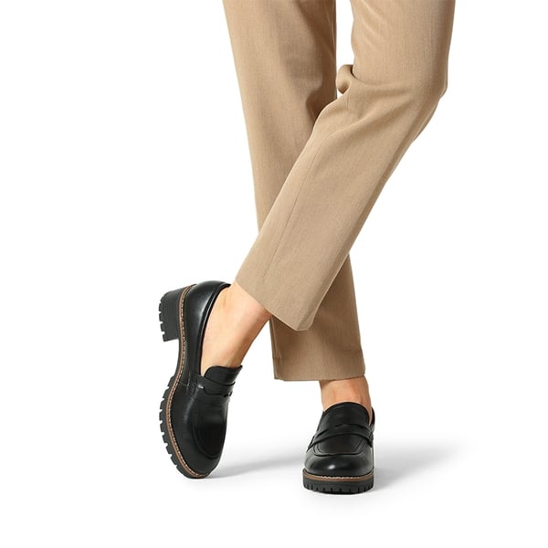 Casual Dress Chunky Penny Loafers - BLACK-PU - 1