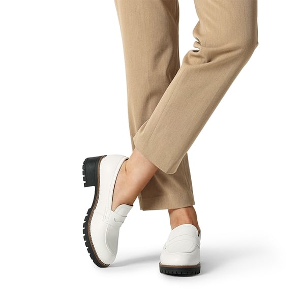 Casual Dress Chunky Penny Loafers - WHITE-PU - 1