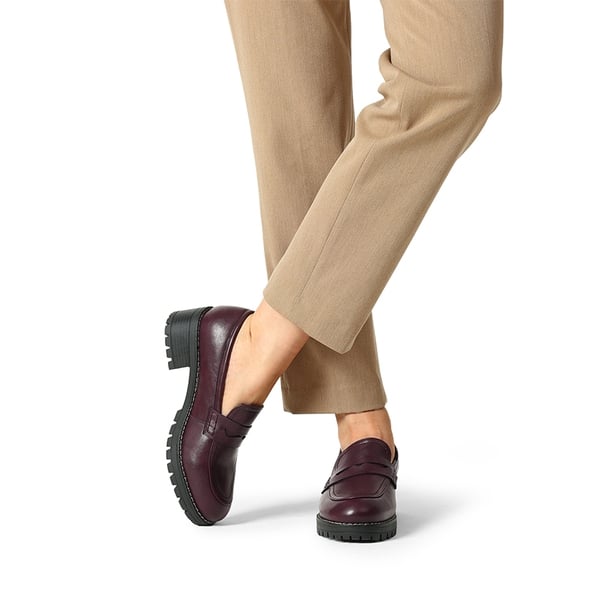 Casual Dress Chunky Penny Loafers - BURGUNDY-PU - 1