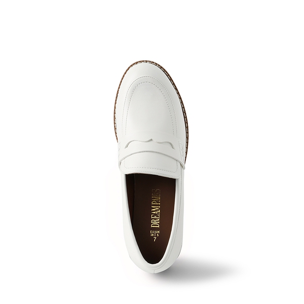 Casual Dress Chunky Penny Loafers - WHITE-PU - 4