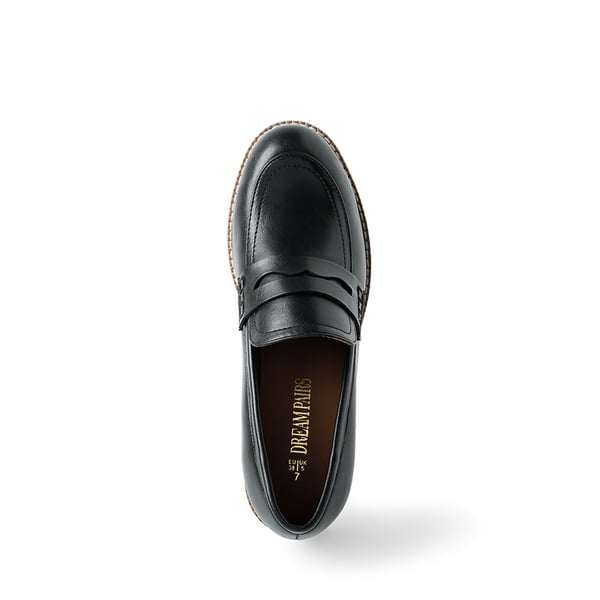 Casual Dress Chunky Penny Loafers - BLACK-PU - 4