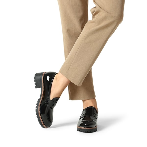 Casual Dress Chunky Penny Loafers - BLACK-PAT - 1