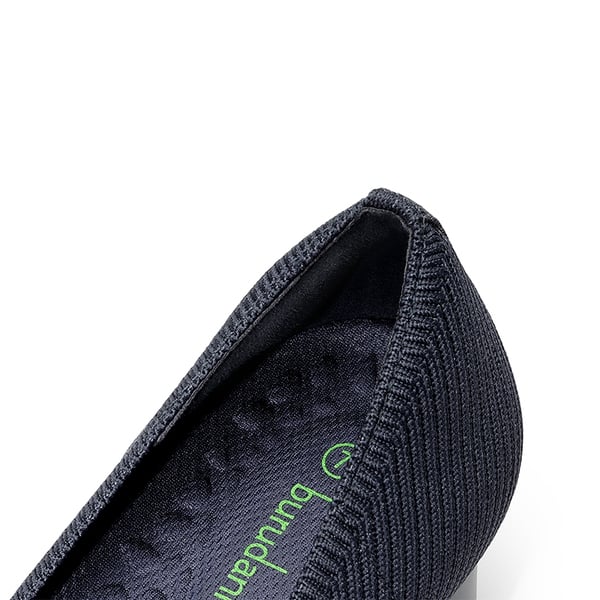 Square Toe Block Heel Knit Pumps - NAVY - 3