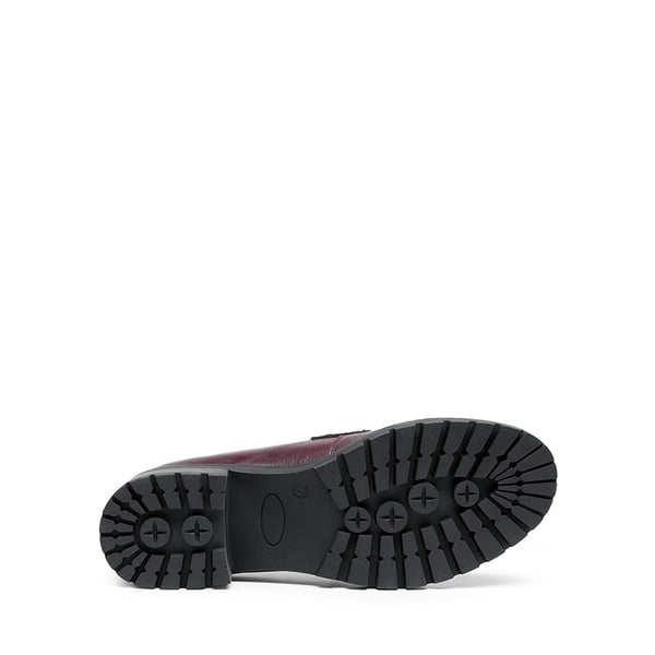 Casual Dress Chunky Penny Loafers - BURGUNDY-PU - 5