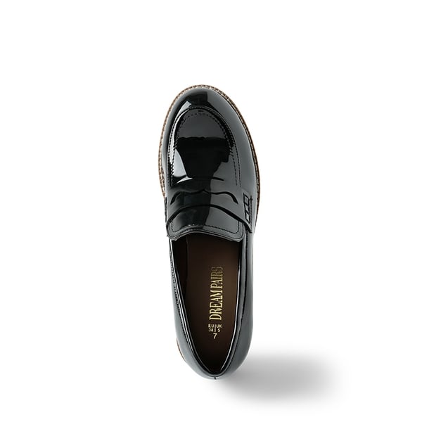Casual Dress Chunky Penny Loafers - BLACK-PAT - 4