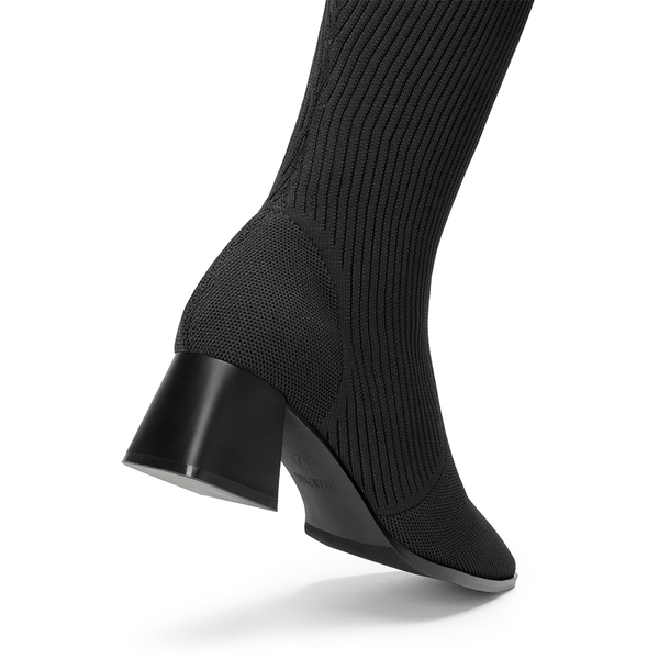 Water-Resistant Block Heel Knee High Boots - BLACK - 4