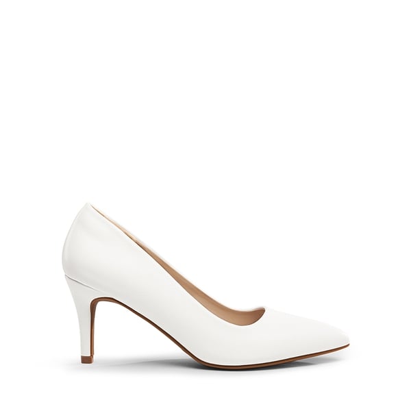 Pointed Toe Classic Stiletto High Heel Pumps - WHITE PU - 1