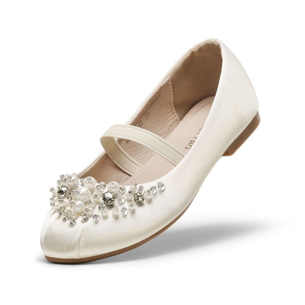 Girl's Mary Jane Pearl Ballerina Flats - IVORY -  0