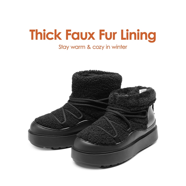 Outdoor Faux Fur Snow boots - BLACK-FURRY - 6