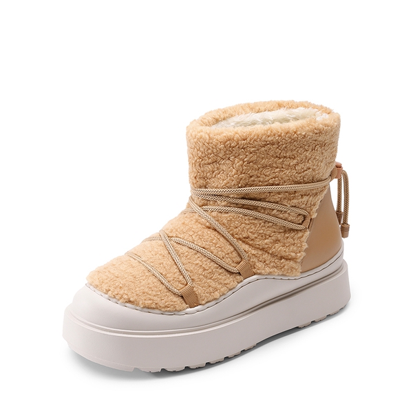 Outdoor Faux Fur Snow boots - TAN-FURRY -  0