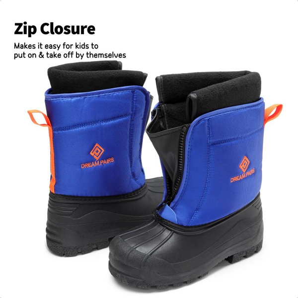 Kids Waterproof Snow Boots for boys and girls - ROYAL BLUE ORANGE - 2