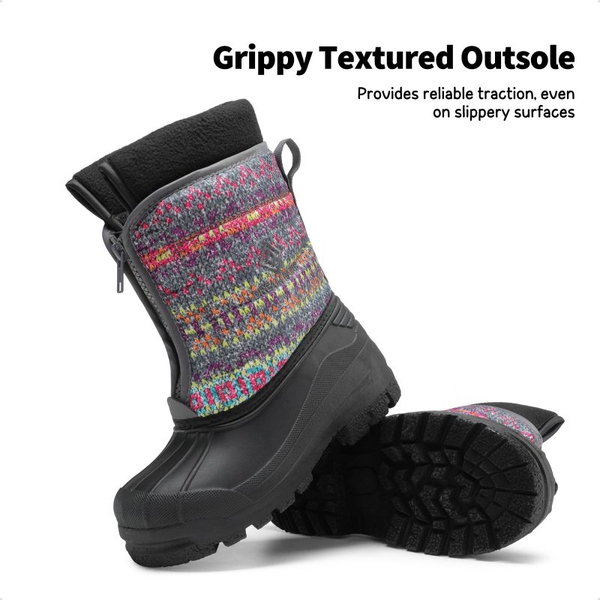 Kids Waterproof Snow Boots for boys and girls - GREY MULTI - 4