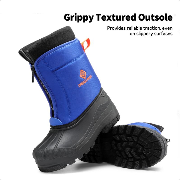 Kids Waterproof Snow Boots for boys and girls - ROYAL BLUE ORANGE - 4