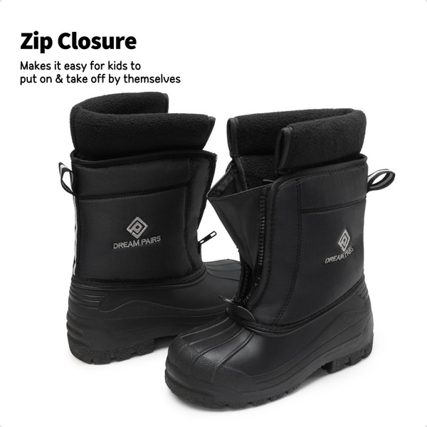 Kids Waterproof Snow Boots for boys and girls - BLACK - 2